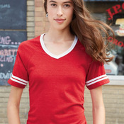 Juniors' Triblend V-Neck Ringer T-Shirt